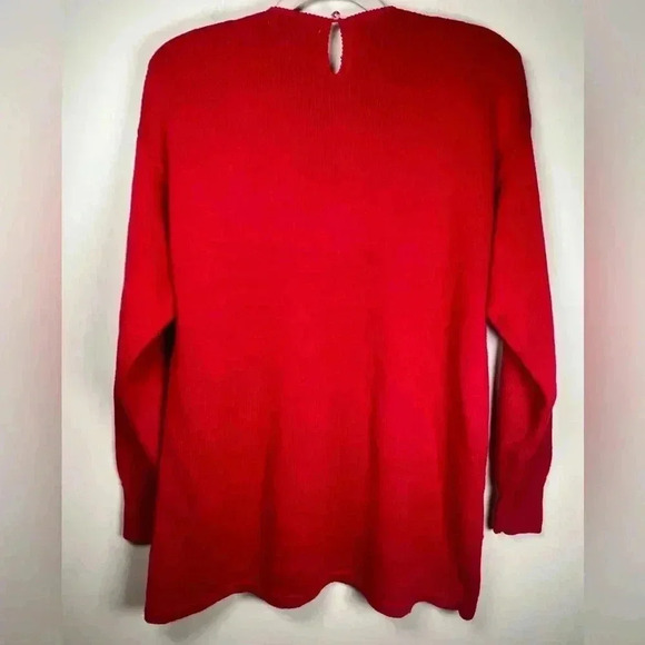 Vintage Victoria Harbour Holiday Sweater Red Gold Black Sequin Bead Size Medium - Picture 5 of 10